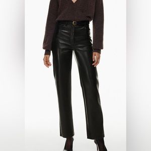 Aritzia Wilfred Melina‎ Pant Sz. 2 Black Vegan Leather Straight Leg High Waisted